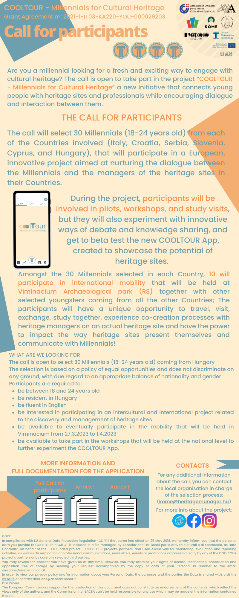 Hungary C1 Call For Participants Cooltour Millennials For Cultural Heritage